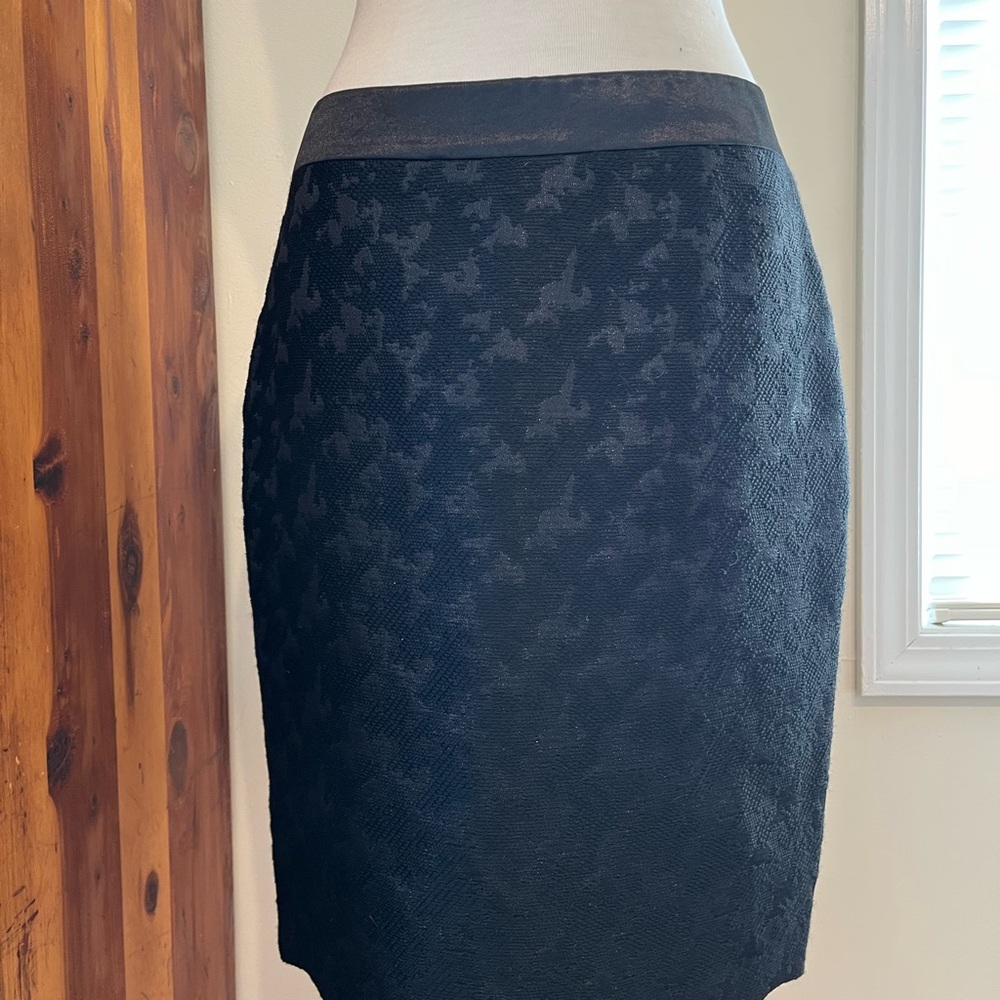 Karl Lagerfeld Textured Black Pencil Skirt wool blend